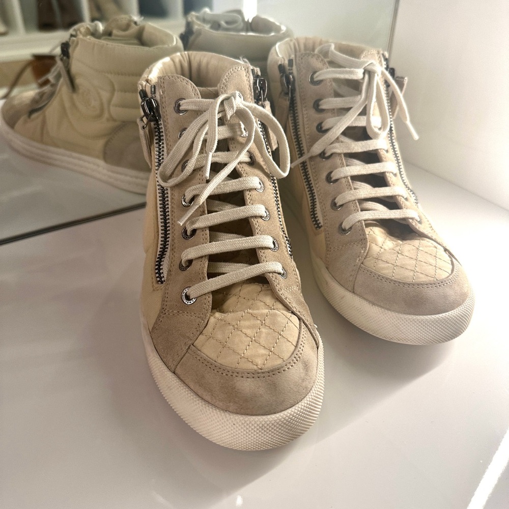 Chanel Quilted High Top Sneakers